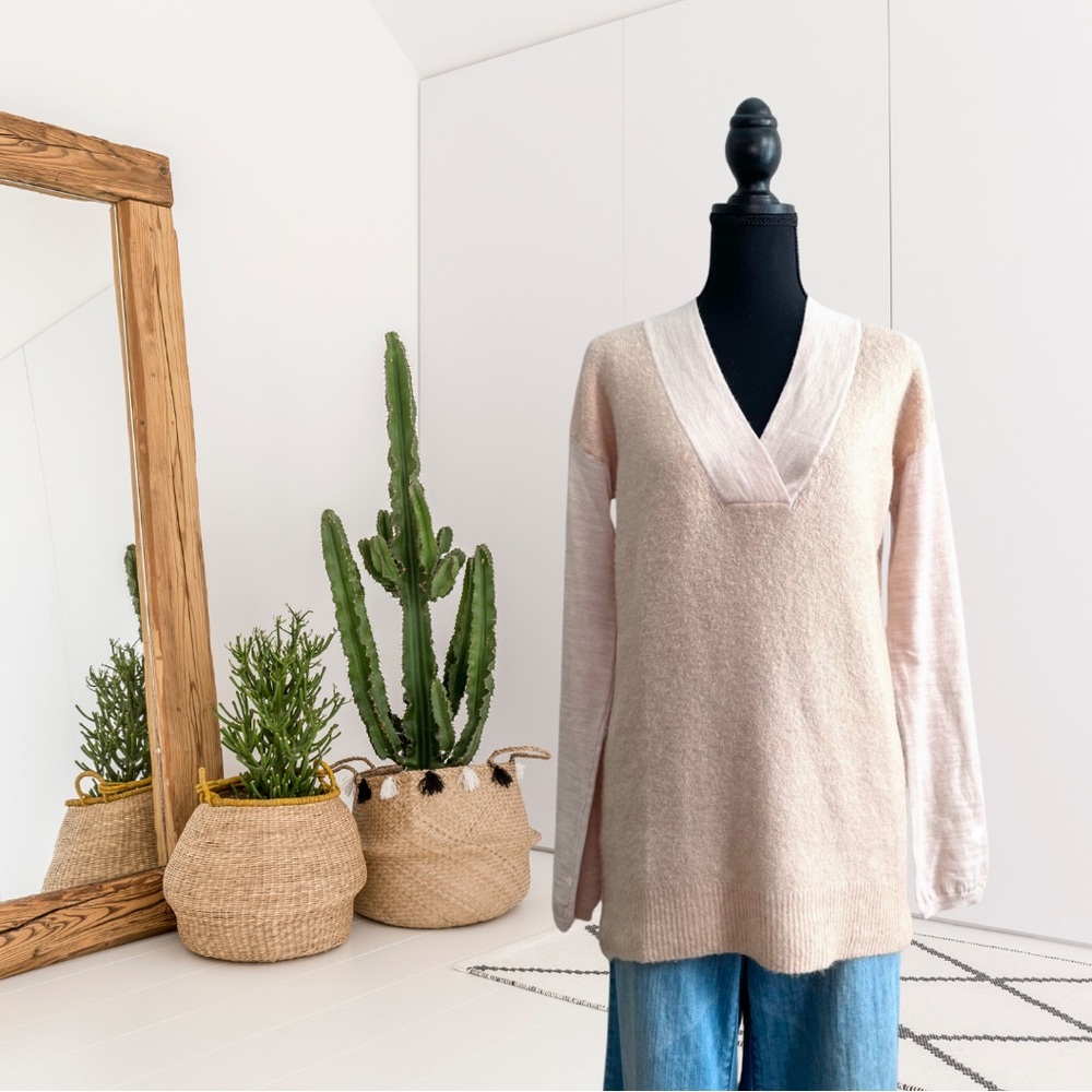 Moth V-Neck Wool Alpaca Blend Knit Sweater
